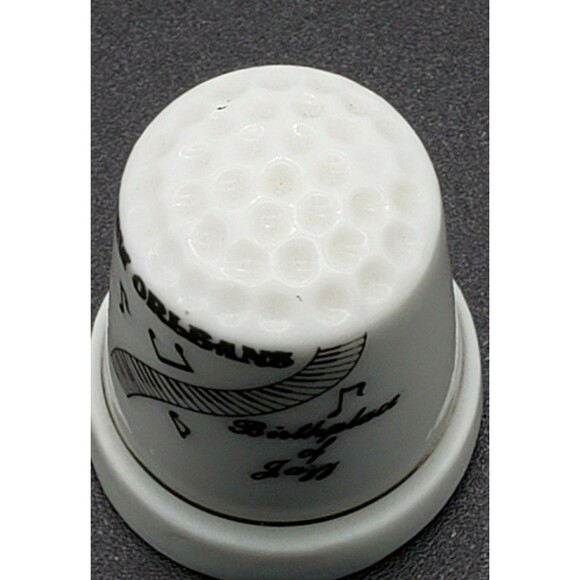 Vintage New Orleans Birthplace of Jazz Thimble Souvenir White Porcelain Music - Picture 8 of 12